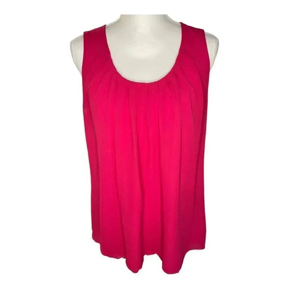 Kenneth Cole Reaction Women’s Large Fuchsia Sleeveless Blouse